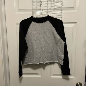 Cropped baseball crew neck sweatshirt